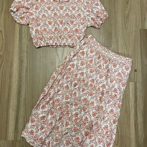 Cynthia Rowley Two Piece Floral Crop Top and Maxi Skirt Set